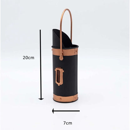 Fireside Coal Bucket & Match Canister - Black and Bronze