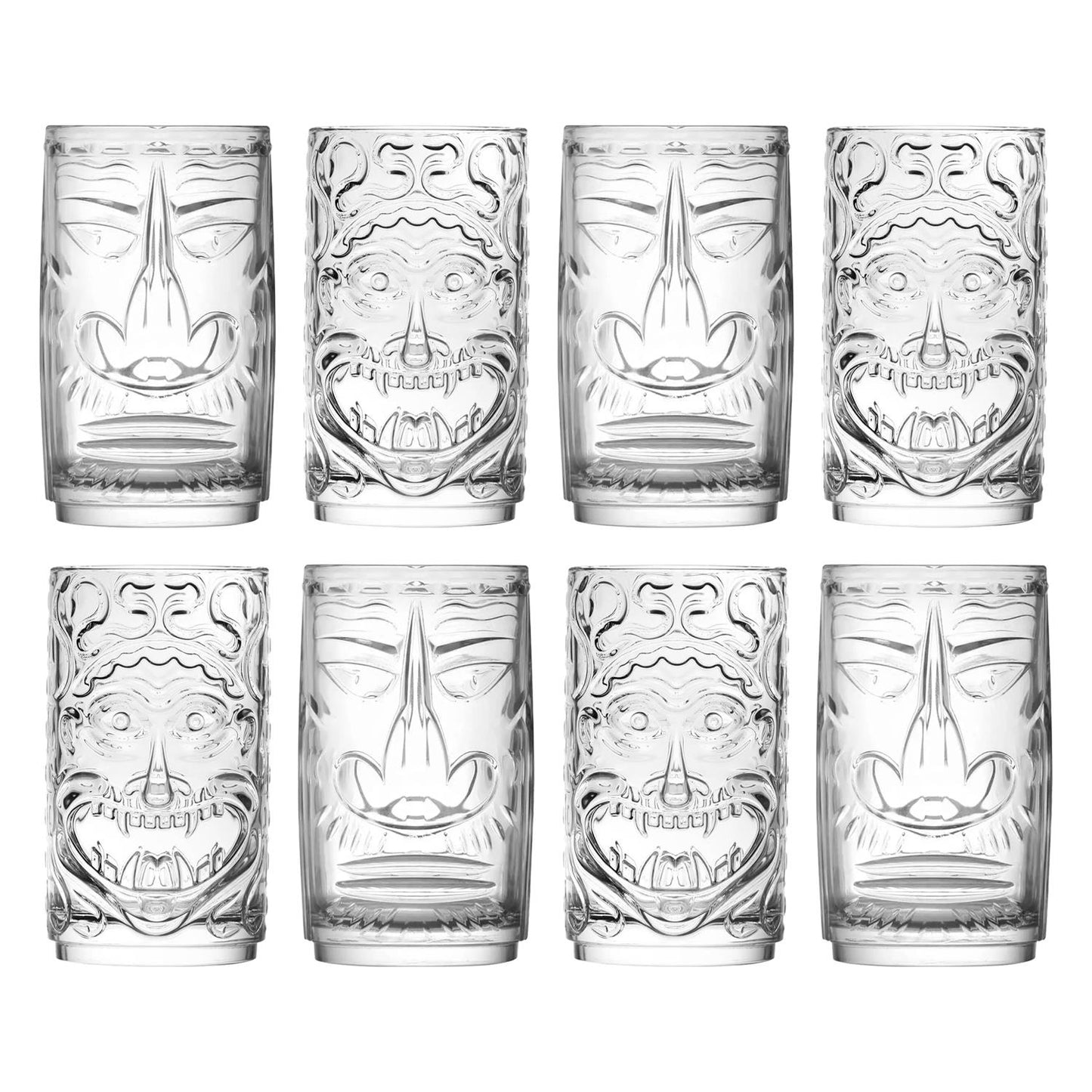8 Piece Crystal 460ml Tiki Highball Glasses Set