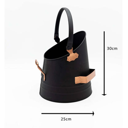 Fireside Coal Bucket & Match Canister - Black and Bronze