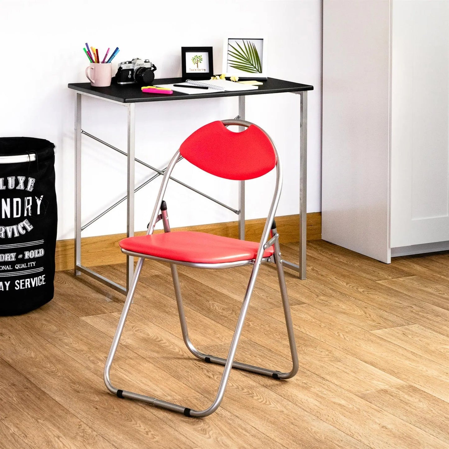 Red Curved Padded Folding Chair