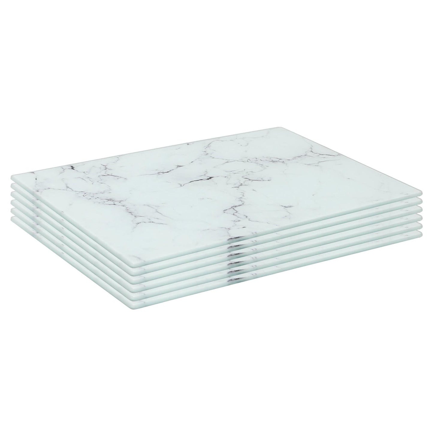 Rectangle Glass Placemats - 30cm x 20cm - Marble - Pack of 6