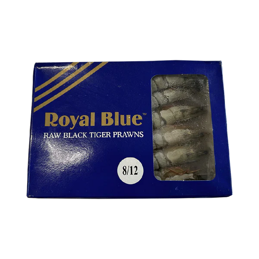 ROYAL BLUE Raw Black Tiger Prawns HOSO 8/12 600g net