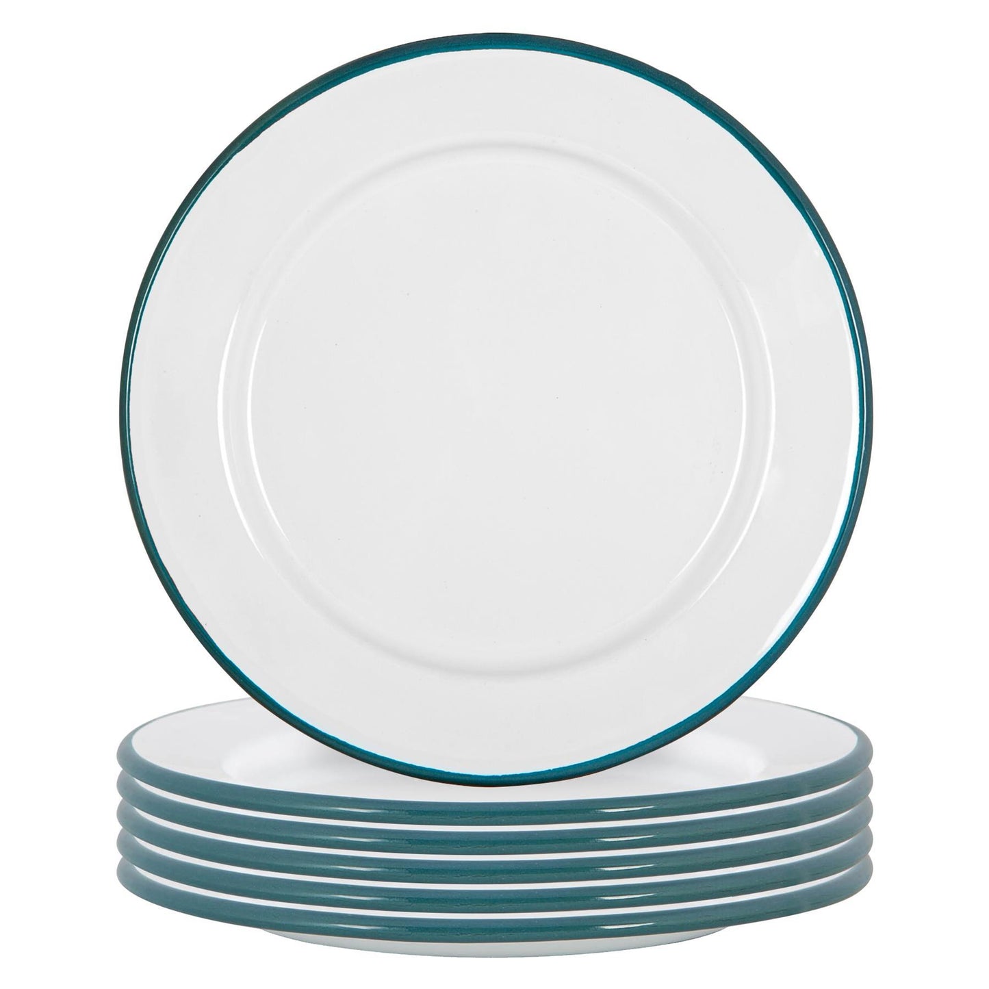 20cm White Enamel Side Plates - Pack of Six