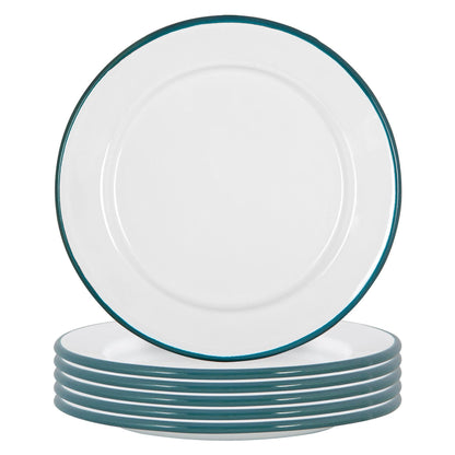 20cm White Enamel Side Plates - Pack of Six