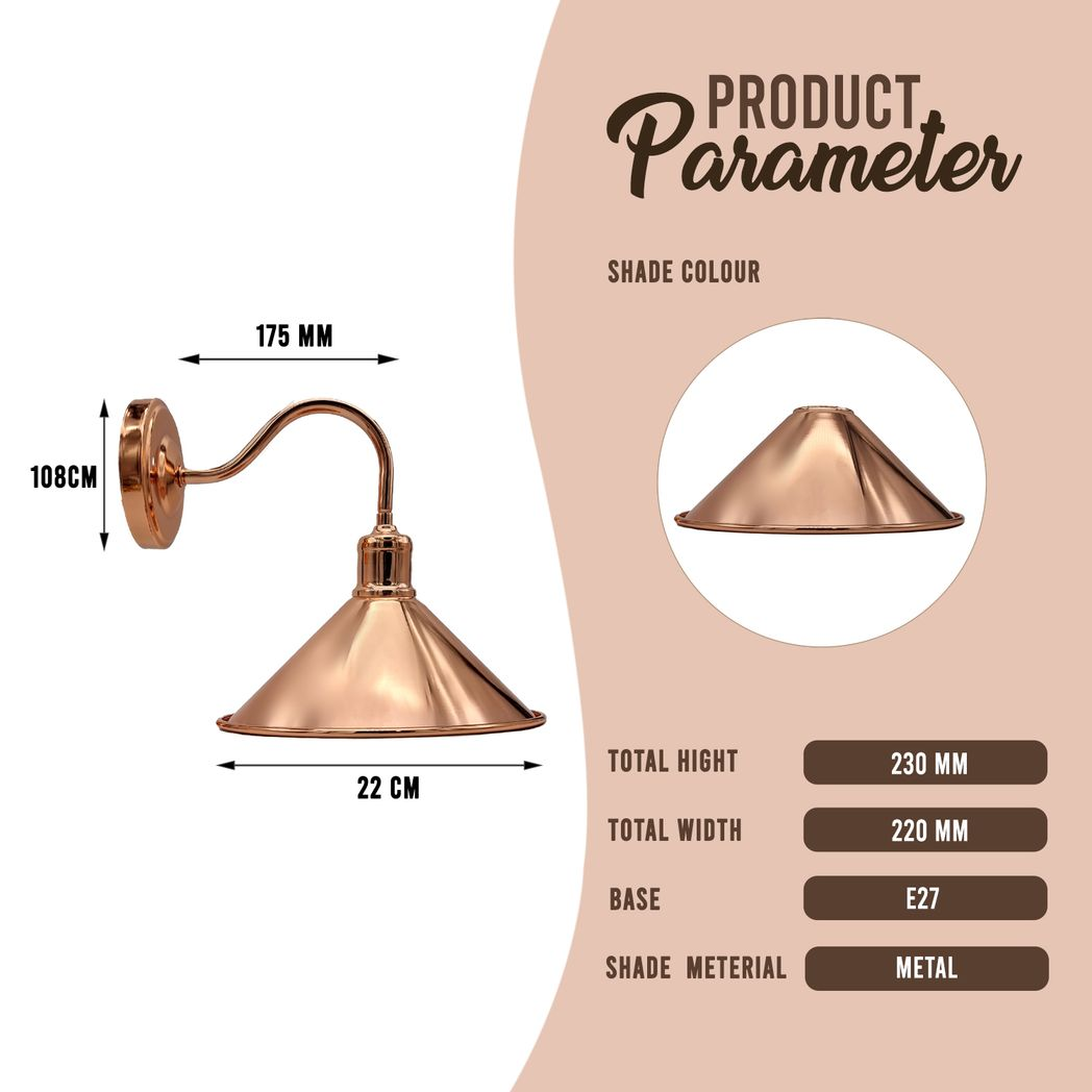 Rose Gold Retro Wall light Sturdy Metal Lamp Shade Lights Classic Style Electroplated Finish E27 lamp