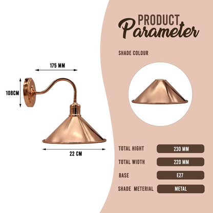 Rose Gold Retro Wall light Sturdy Metal Lamp Shade Lights Classic Style Electroplated Finish E27 lamp