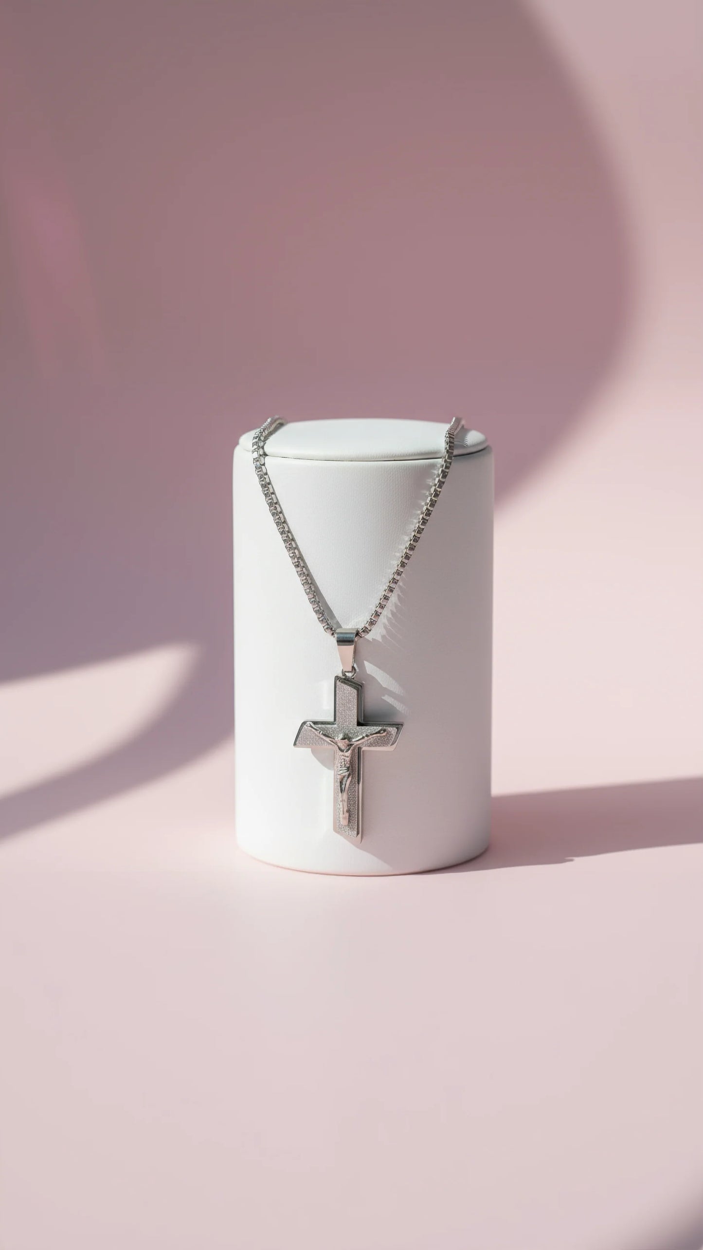Layered Silver Textured Cross Necklace