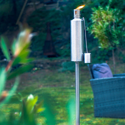 1.46m Metal Round Garden Fire Torches - Pack of 2