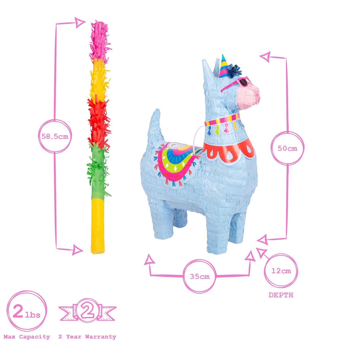 3pc Large Llama Pinata Set with Stick & Blindfold