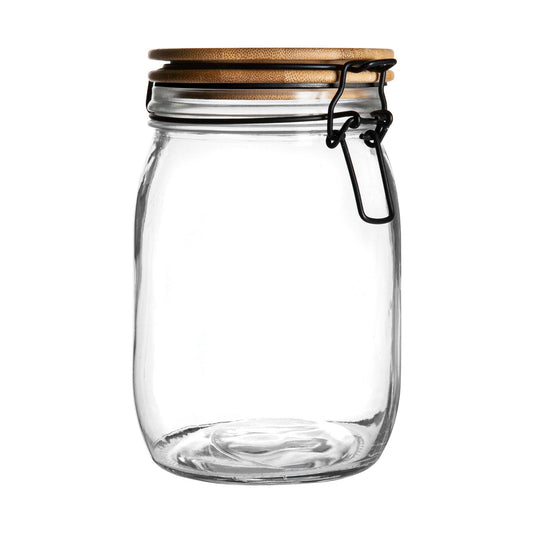 1L Air tight Glass Storage Jar with Wooden Clip Lid