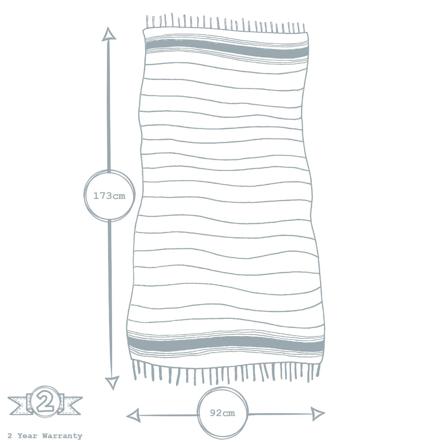170cm x 90cm Turkish Cotton Pinstripe Bath Towel