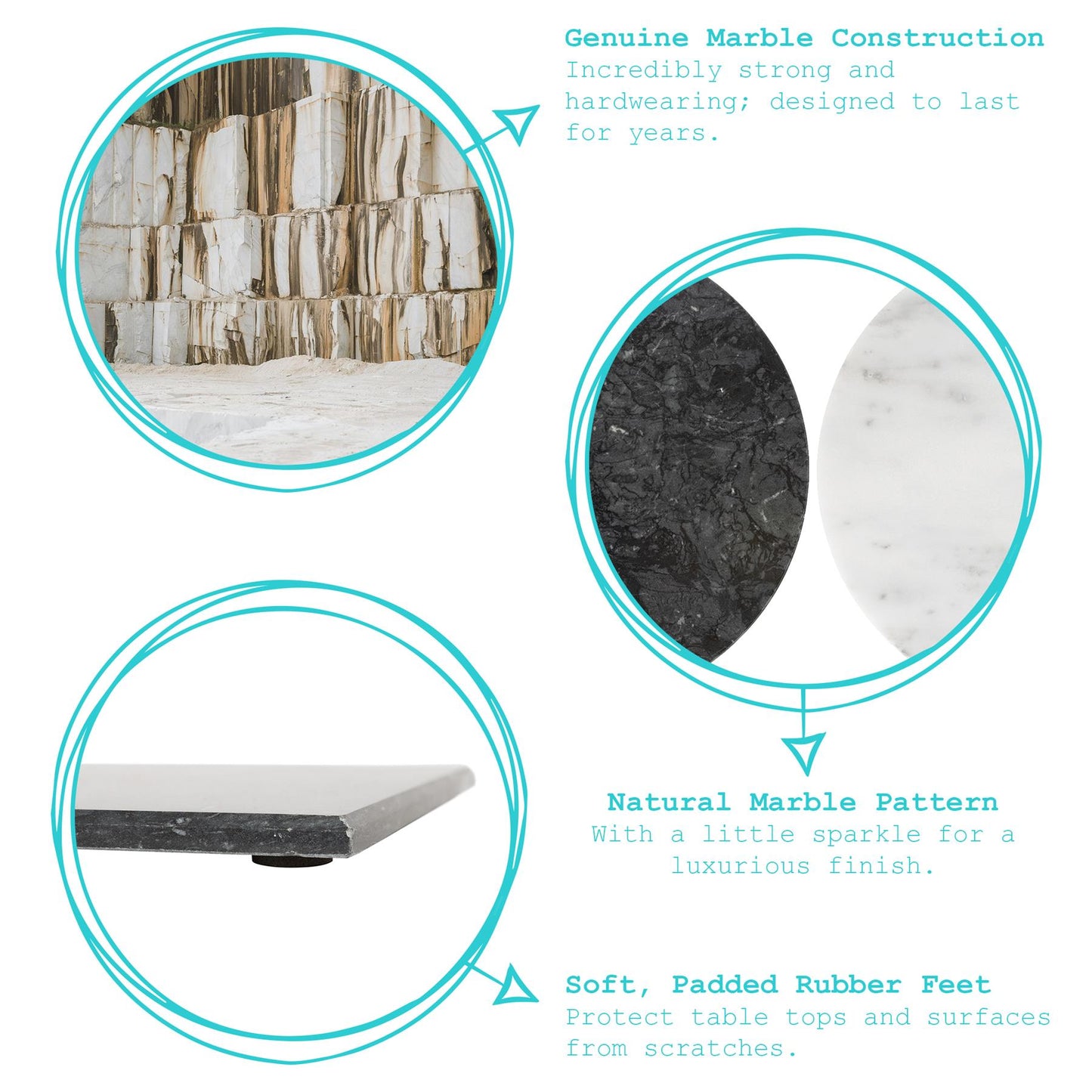 Rectangle Marble Placemat / Platter / Chopping Board - 30cm x 20cm