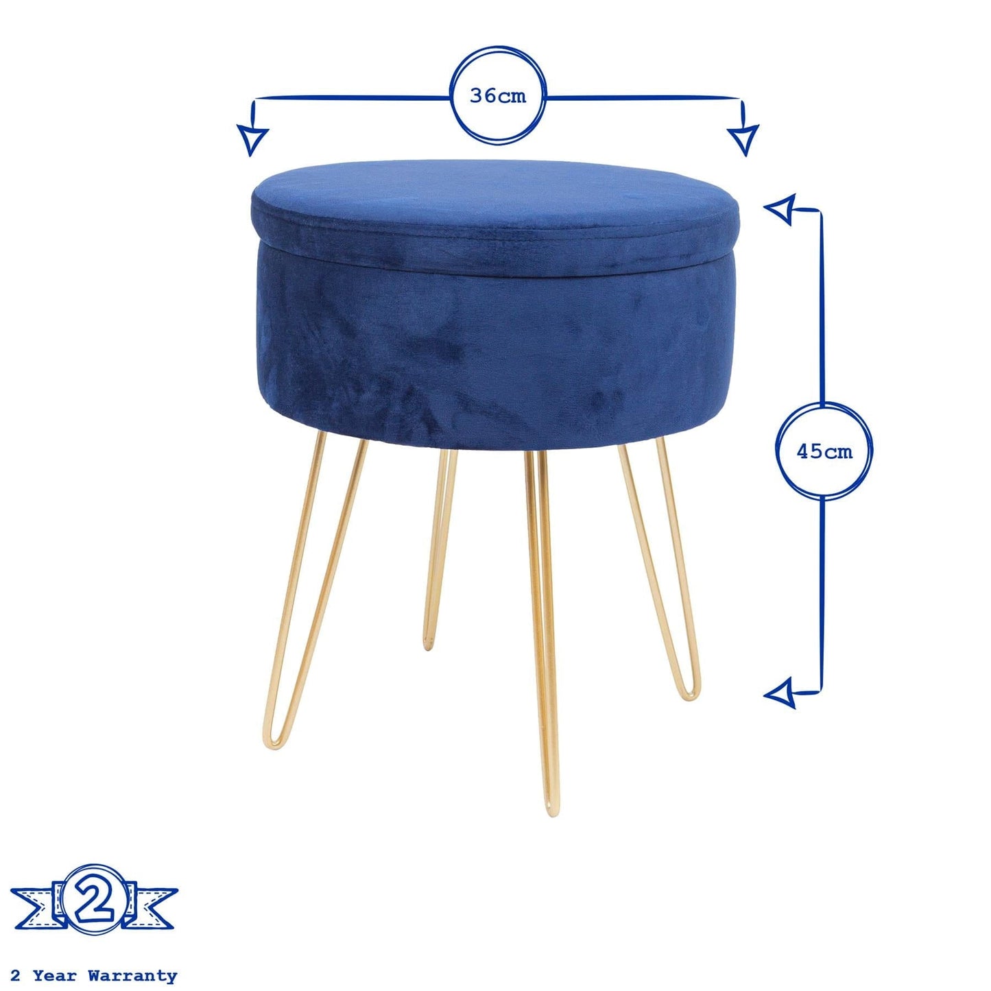 Pink Round Velvet Storage Footstool