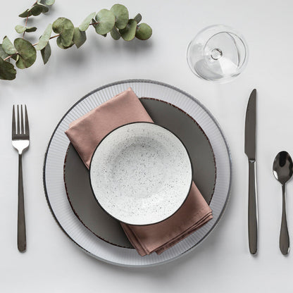 Set of Four Ida 33cm Dia Embossed White Glass Charger Plates