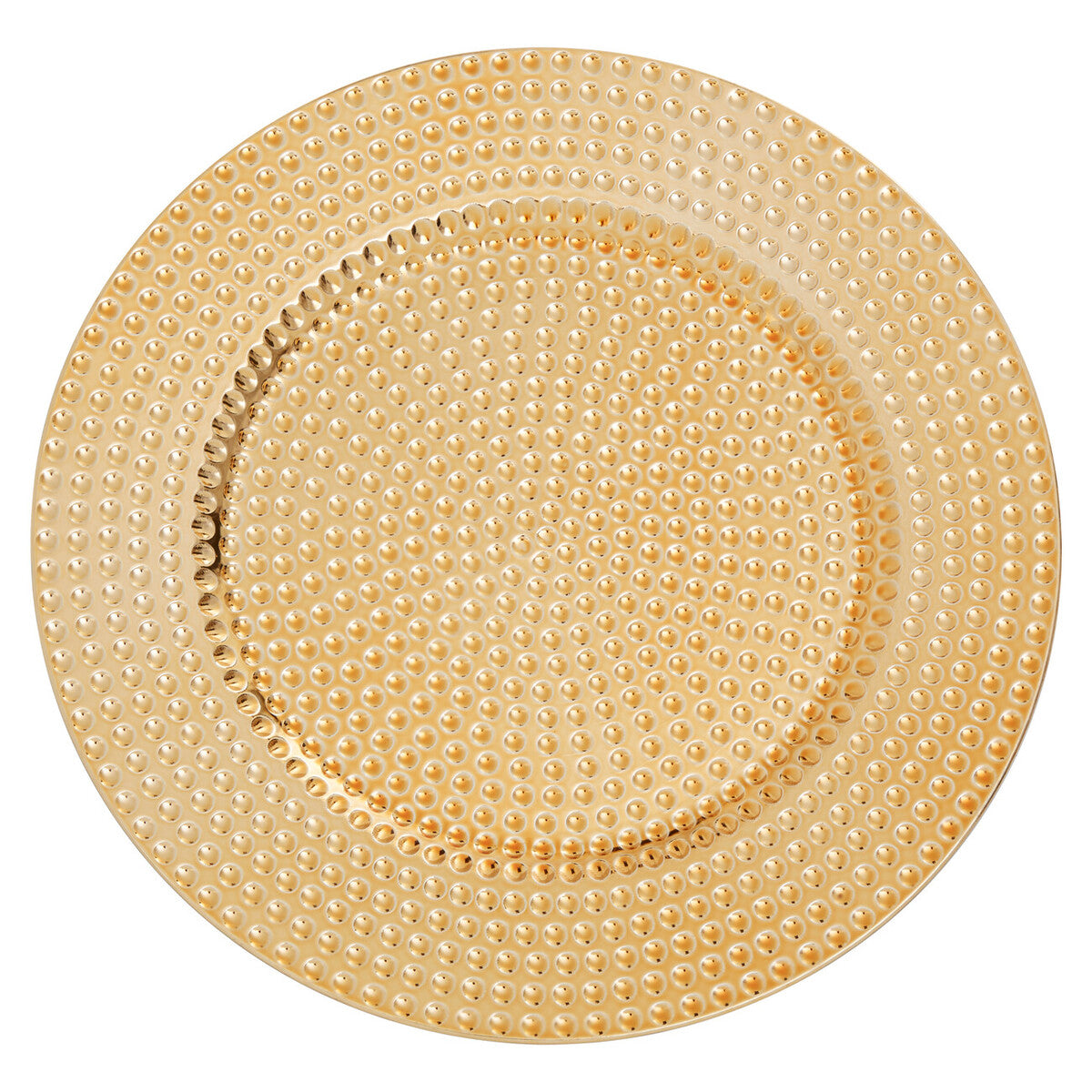 Set of Four 33cm Dia Gold Finish Hammered Charger Plates