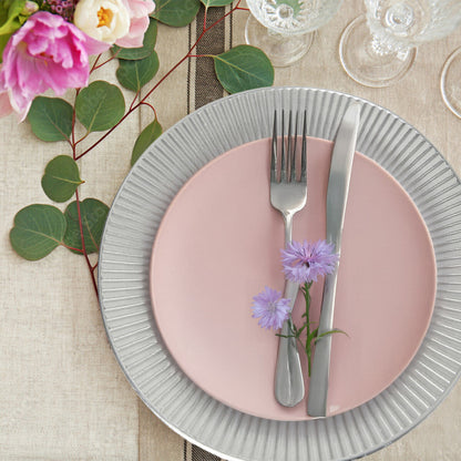 Set of Four 33cm Dia Redbud Silver Charger Plates