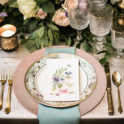 Set of Four 33cm Dia Rose Gold Crocodile Effect Charger Plates