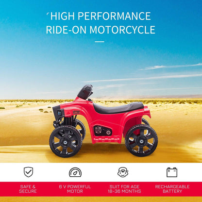 6V Kids Electric Ride on Car ATV Toy Quad Bike With Headlights for Toddlers 18-36 months Red