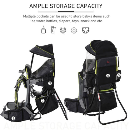 Baby Hiking Backpack Carrier Child Carrier with Ergonomic Hip Seat Detachable Rain Cover Adjustable Straps Stand for Toddler 6 - 36 Months Black