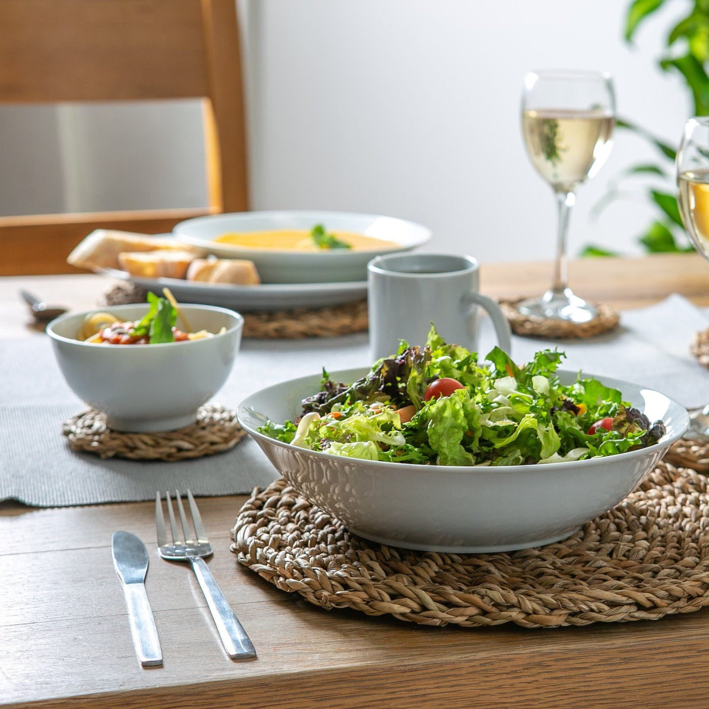 25.5cm White Pasta Bowls - Pack of Six