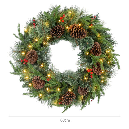 Pinecones & Berries Wreath Christmas Decoration - 60cm