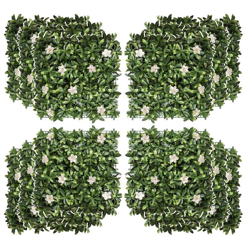 Outsunny 12Pcs 20" X 20" Artificial Boxwood Wall Panel Rhododendron Privacy Fence Screen