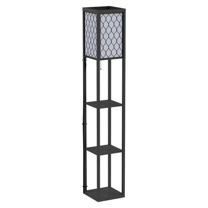 Shelf Floor Lamp Standing Lamp With4-Tier Wooden Open Shelves26L X 26W X 160H cm-Black/White