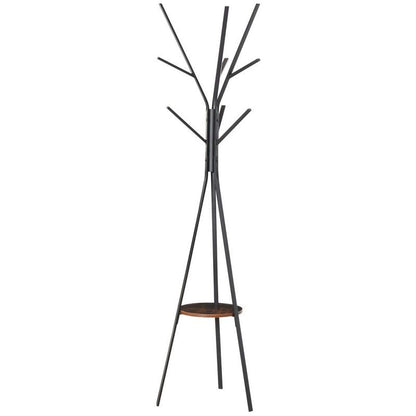 Free Standing Metal Coat Rack Stand 9 Hooks With Shelf In Brown