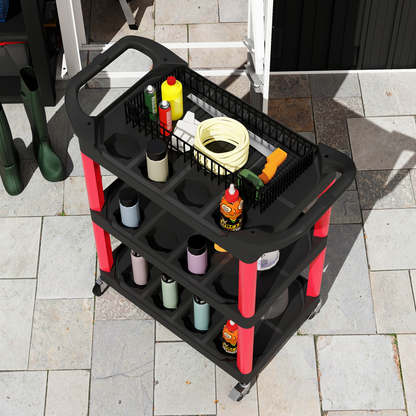 HOMCOM 3-Tier Rolling Tool Cart, Tool Trolley on Wheels for Garage, Black