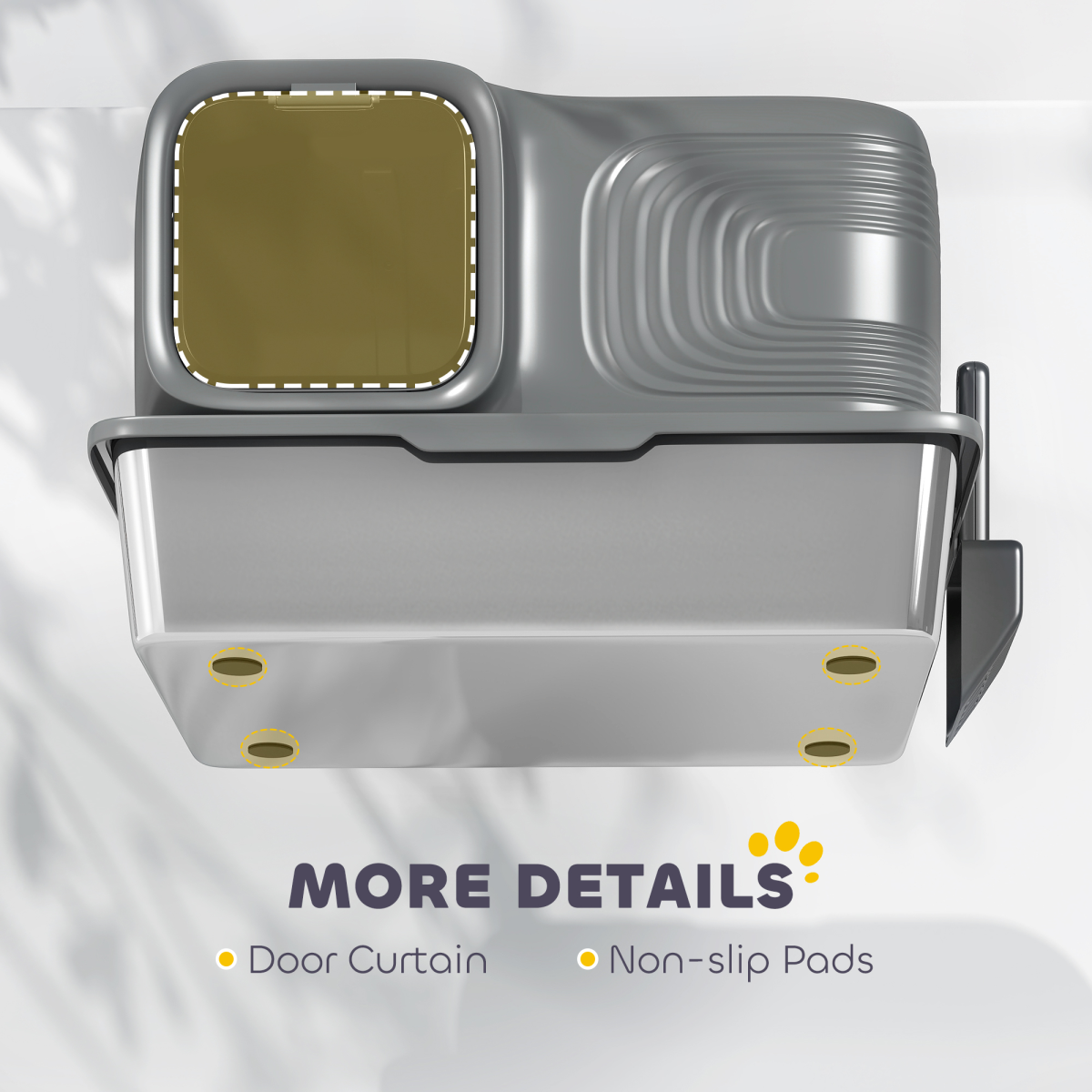 PawHut 65L XL Stainless Steel Litter Tray with Plasma Deodoriser System