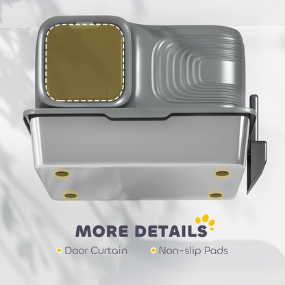 PawHut 65L XL Stainless Steel Litter Tray with Plasma Deodoriser System