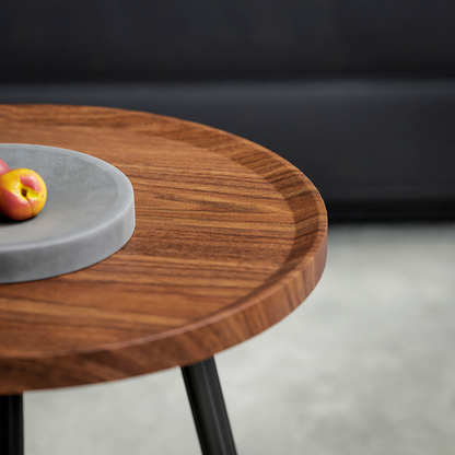 HOMCOM 2 80cm Sofa Side Table Set of 2 with Metal Legs, Chestnut Wood Effect