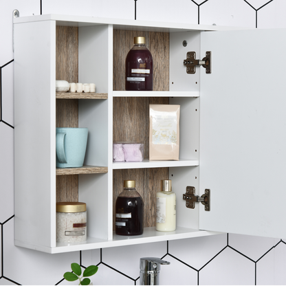 HOMCOM Wall Mounted Bathroom Storage Cabinet w/ Mirrored Door, Adjustable Shelf