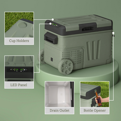 Outsunny 33L Camping Fridge Freezer Dual Zone Car Fridge, DC & AC, -20-20℃