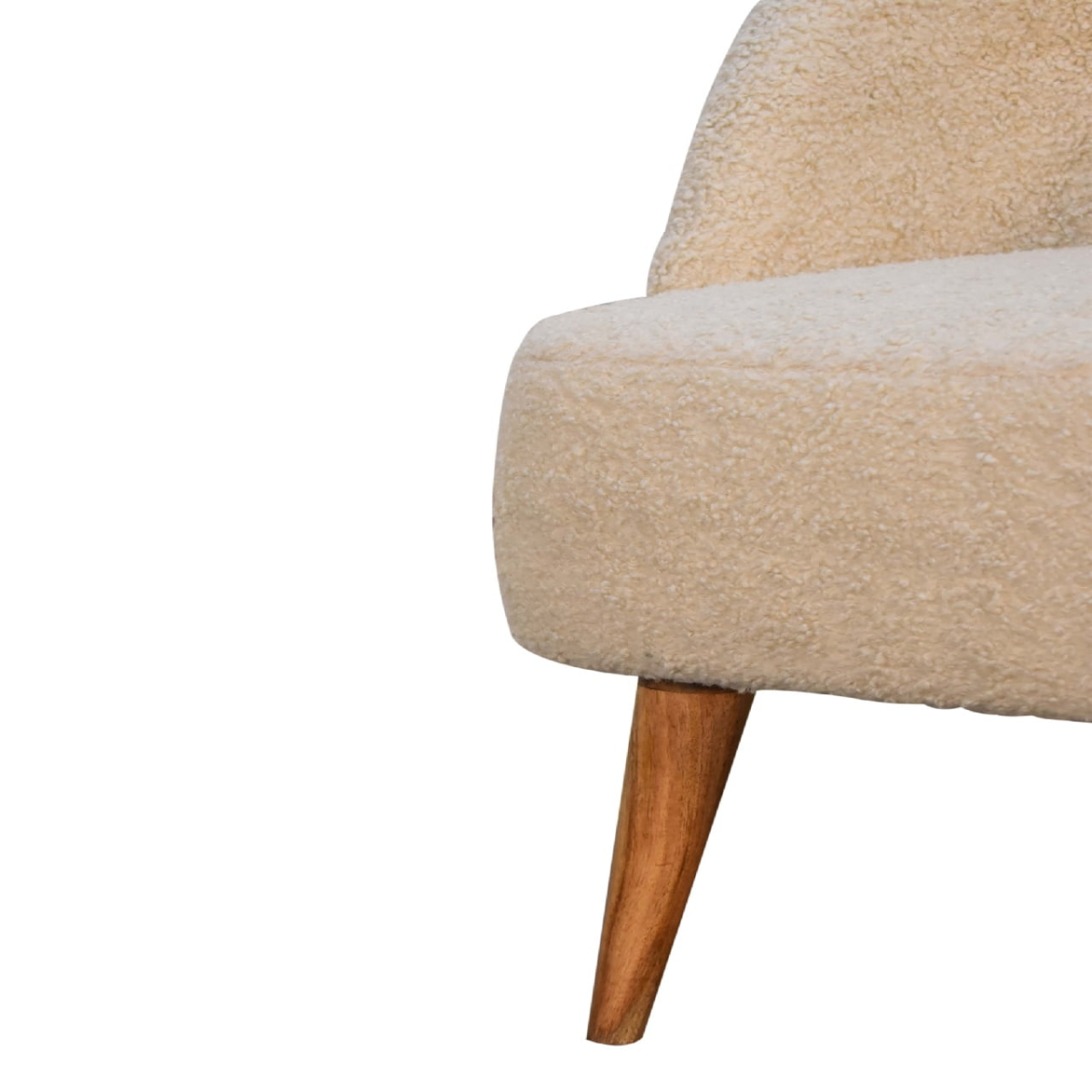 Artisan Furniture Solid Mango Wood Cream Boucle Tub Chair