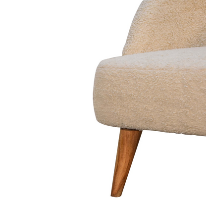 Artisan Furniture Solid Mango Wood Cream Boucle Tub Chair