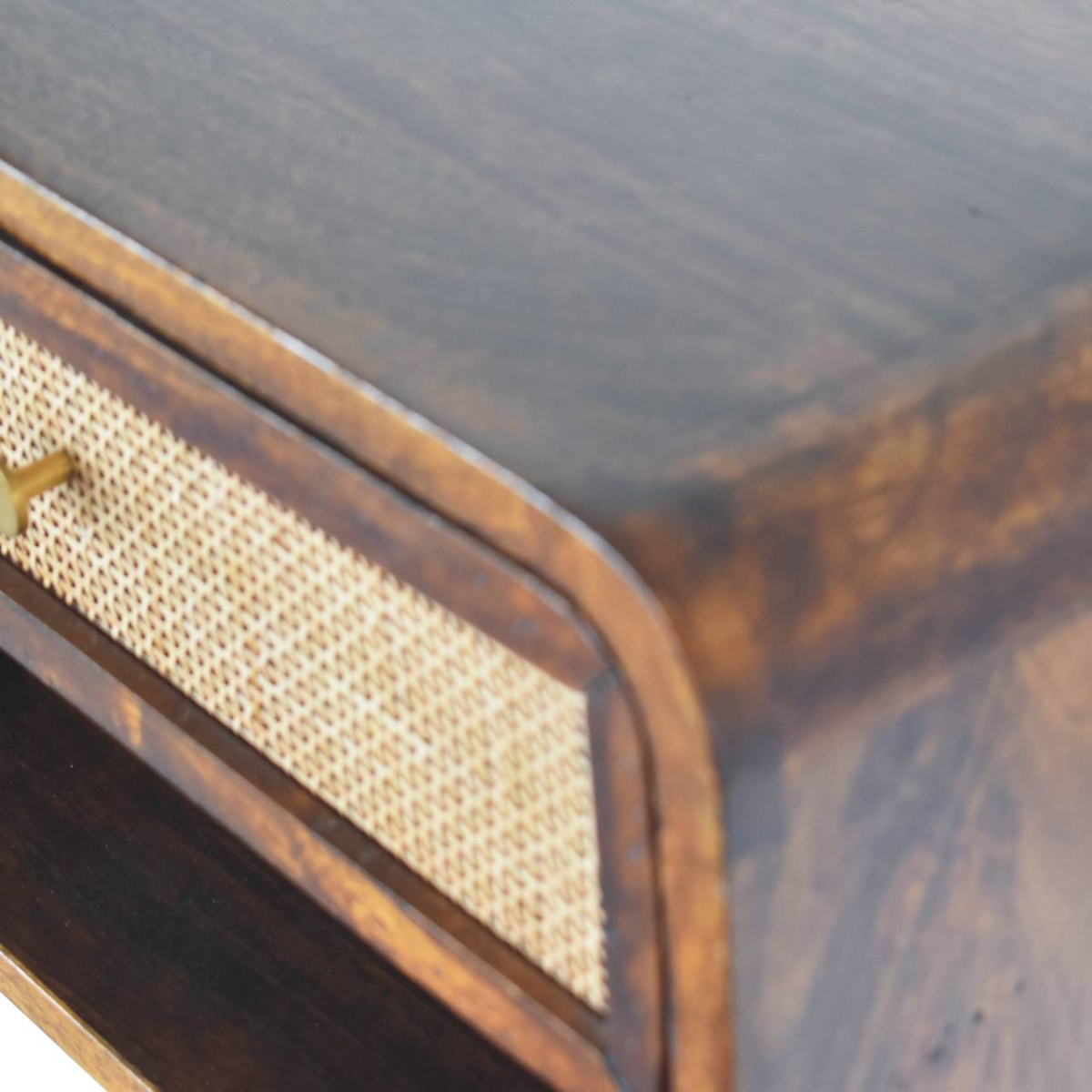 Artisan Furniture Solid Wood Chestnut Wall Mounted Open Woven Bedside