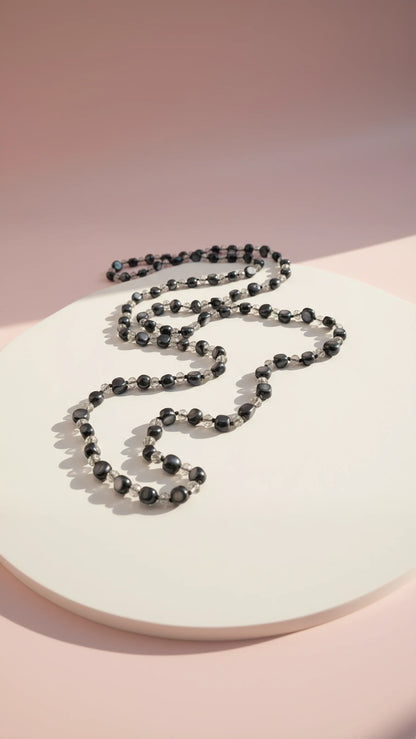 Navy Boho Long Beaded Necklace