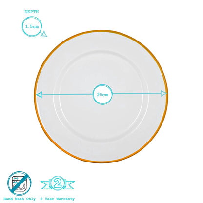 25.5cm White Enamel Dinner Plates - Pack of Six