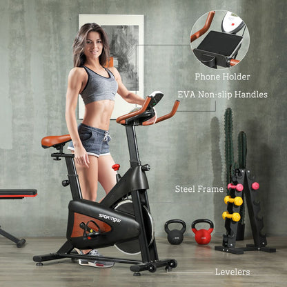 SPORTNOW Quiet Stationary Exercise Bike with Adjustable Seat