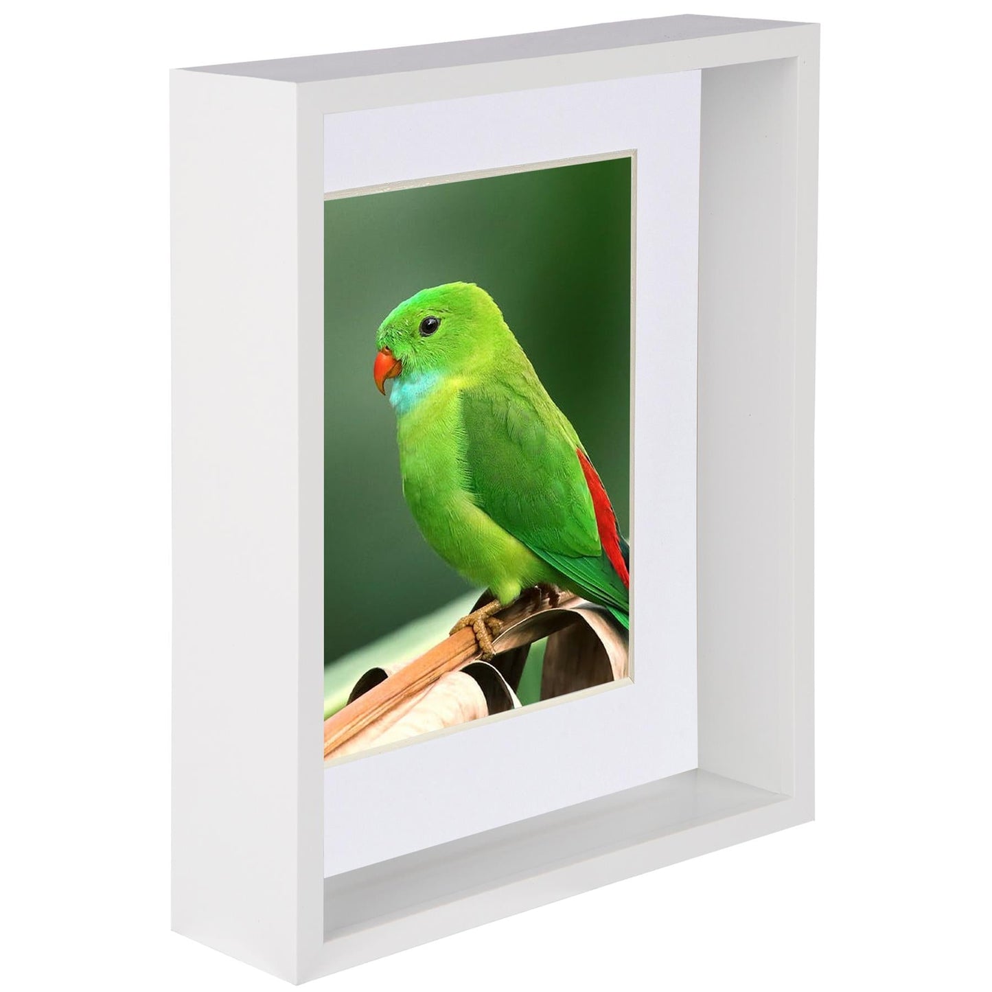 8" x 10" White 3D Deep Box Photo Frame - with 5" x 7" Mount