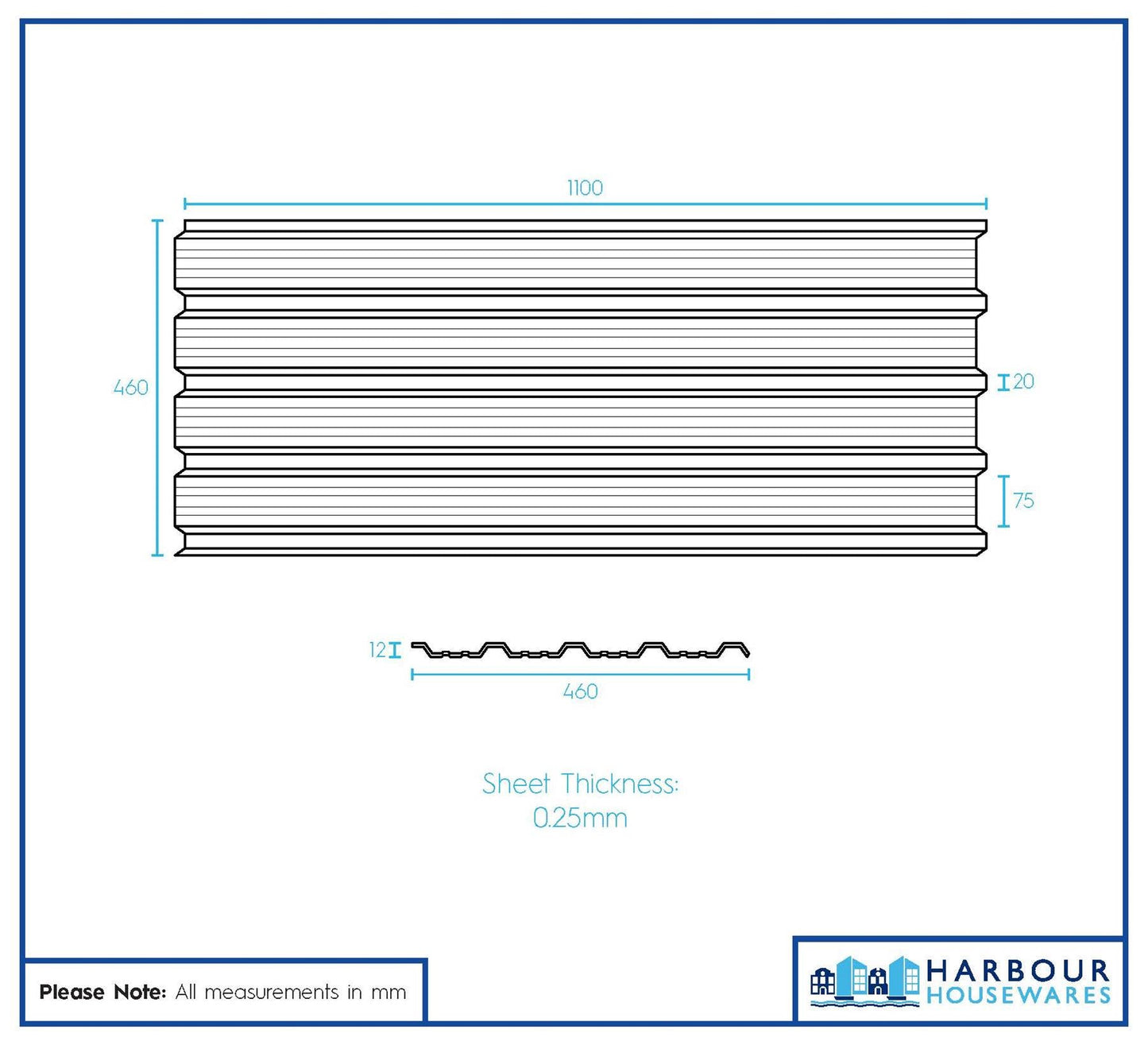 Corrugated Metal Roofing Sheets - 110 x 46cm - Anthracite - Pack of 14