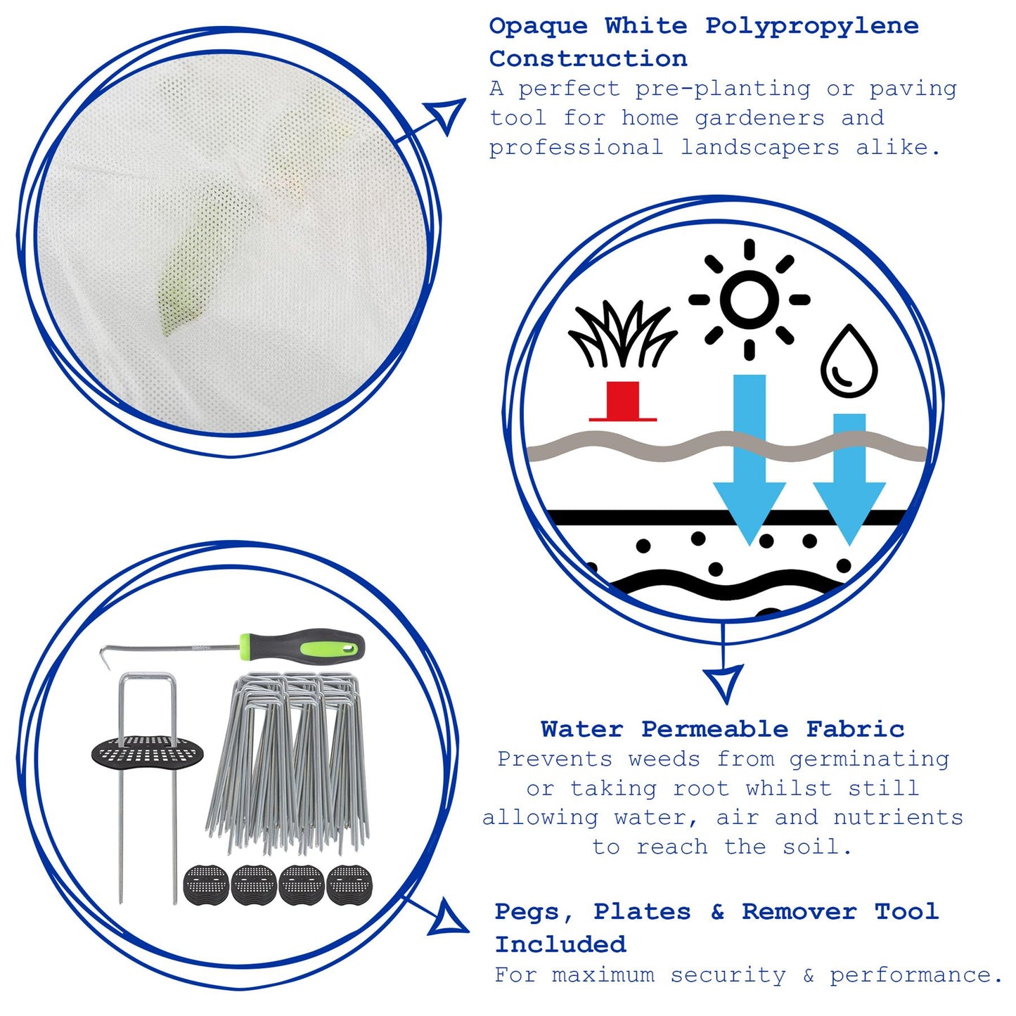 50gsm Weed Control Fabric Set with Pegs & Plates