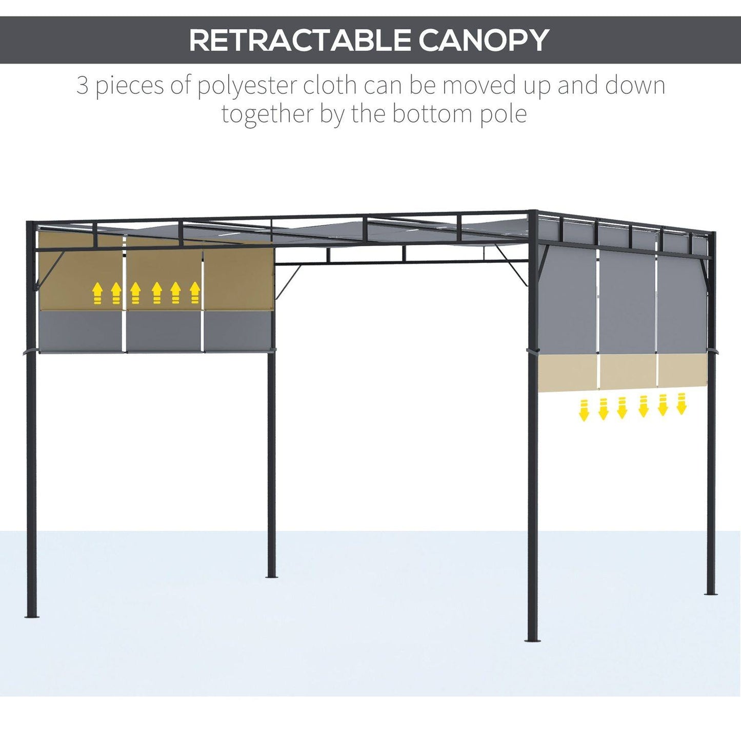 3 x 3M Steel Pergola Gazebo with Retractable Roof