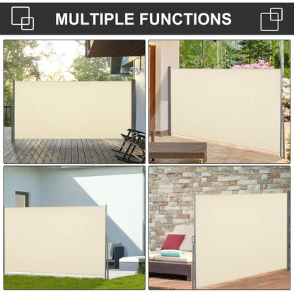Retractable Sun Side Awning Screen Fence Patio Garden Wall Balcony Screening Panel Outdoor Blind Privacy Divider 3x1.6M