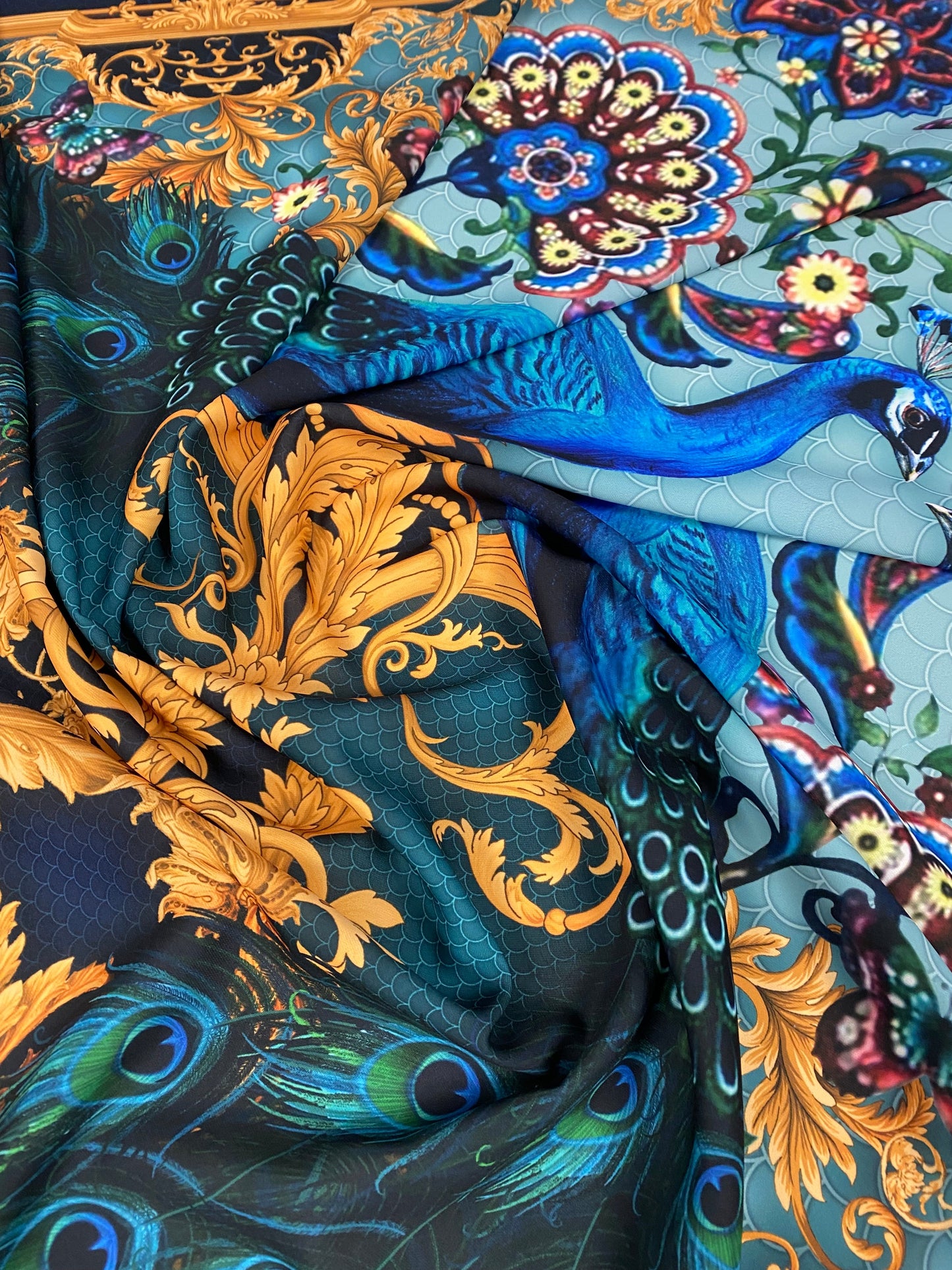 Vintage Peacock Pattern Fabric