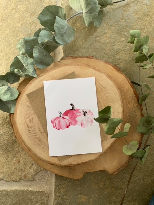 Pink Pumpkin Trio Autumn Seasonal Wall Home Decor Print