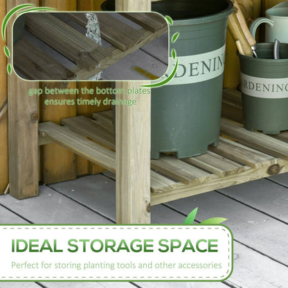 Raised Garden Bed with Legs and Storage Shelf Elevated Wooden Planter Box