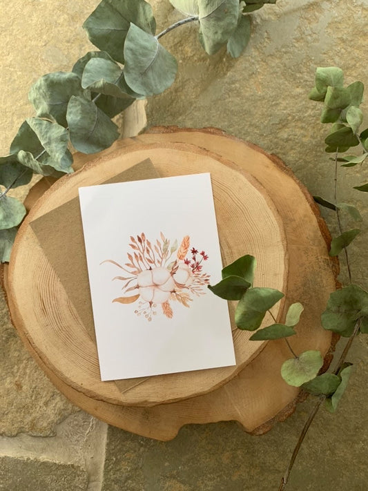 Dried Floral Cotton Bouquet Autumn Seasonal Wall Home Decor Print