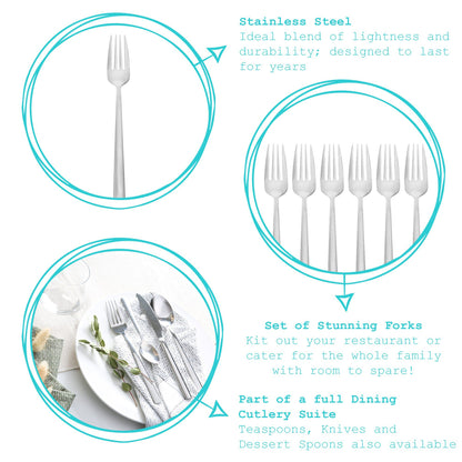 6 x 18/0 Stainless Steel Dinner Forks - Pack of 6